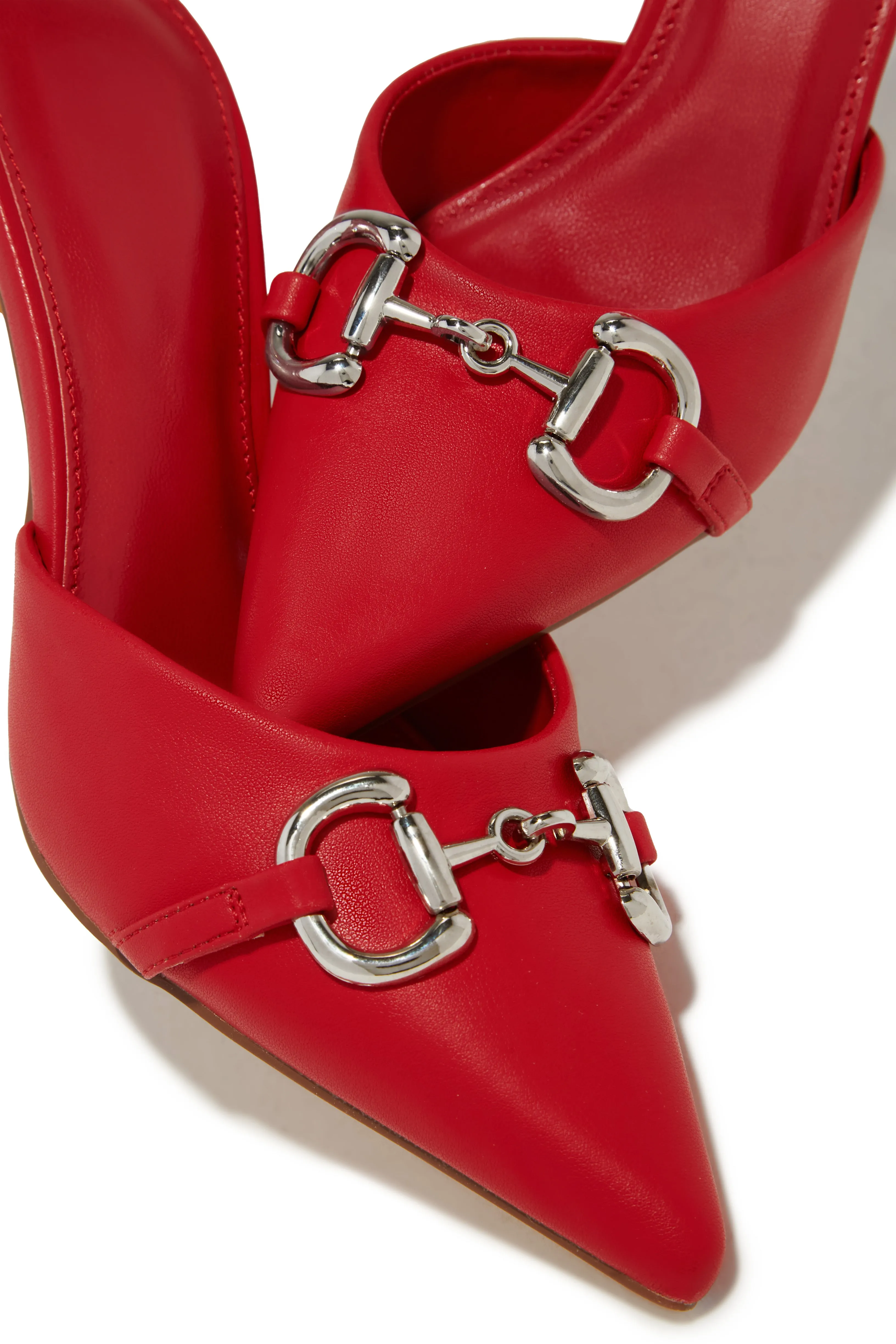 Kaia Pointed Toe Mule Heels - Red