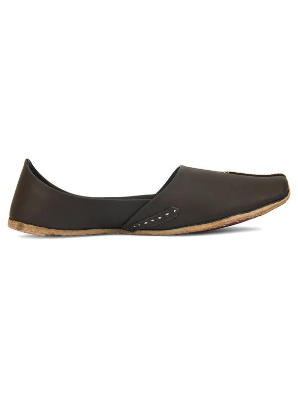 Men's Indian Ethnic Handrafted Coffee Brown Premium Leather Footwear - Desi Colour