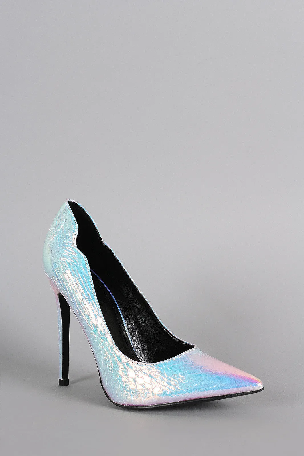Shoe Republic LA Hologram Snake Pointy Toe Stiletto Pump