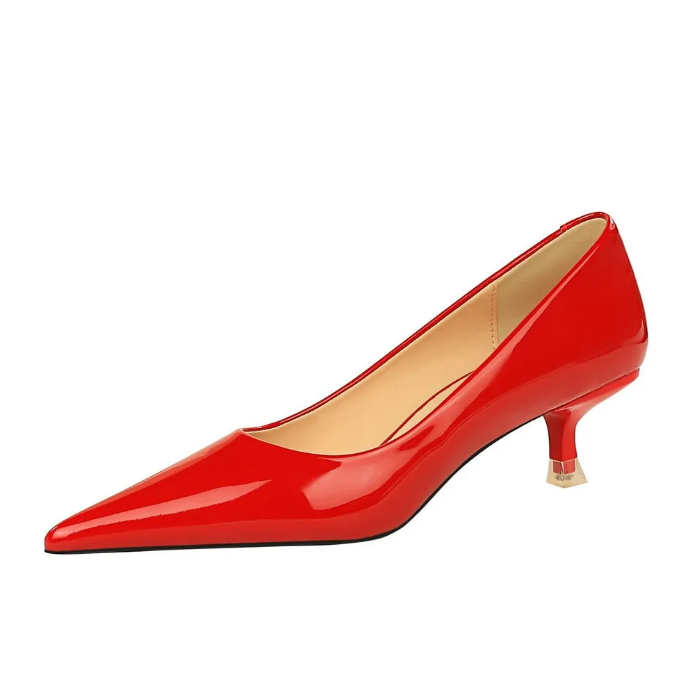 Stylish Versatile Women's Mid-heel Stiletto Shallow Mouth Pointed Toe Shoes